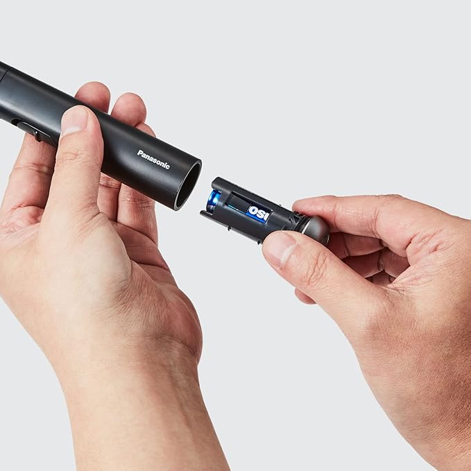 Panasonic Facial Hair Trimmer for Sensitive Skin, Unisex Detailer with Flexible Head, Gentle on Acne, Includes 2 Eyebrow Attachments, Wet/Dry - ER-GM40-K (Black)-BrightBean Baby