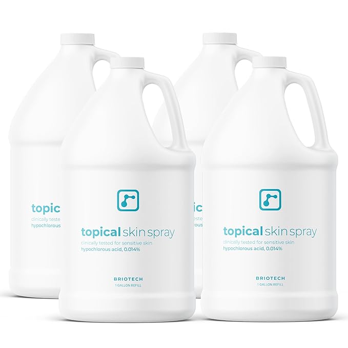 BRIOTECH Topical Skin Spray, Hypochlorous Acid for Sensitive Skin, HOCl Facial Mist, Full Body Support Against Irritation, Calm Redness, Soothe Foot & Scalp, 1 Gallon Refill (4 Pack)-BrightBean Baby