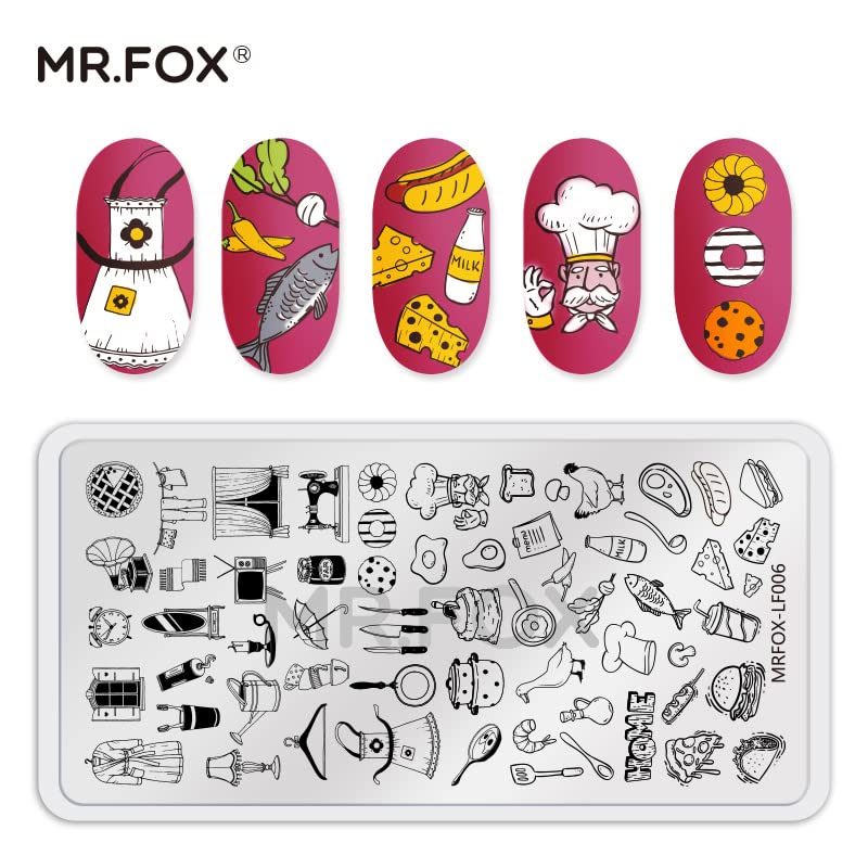 5PCS Nail Stamping Plates, Panda Teddy Bear Butterfly Coffee Pattern Stainless Steel Stencil, DIY Nail Art Template Tools-BrightBean Baby