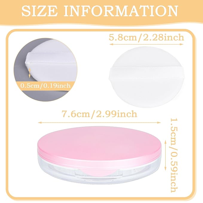 Mabor 2pcs Loose Powder Containers Powder for Women Girls Empty Face Powder Compact Powder Puff Container with Mirror Empty Reusable Powder Case-BrightBean Baby