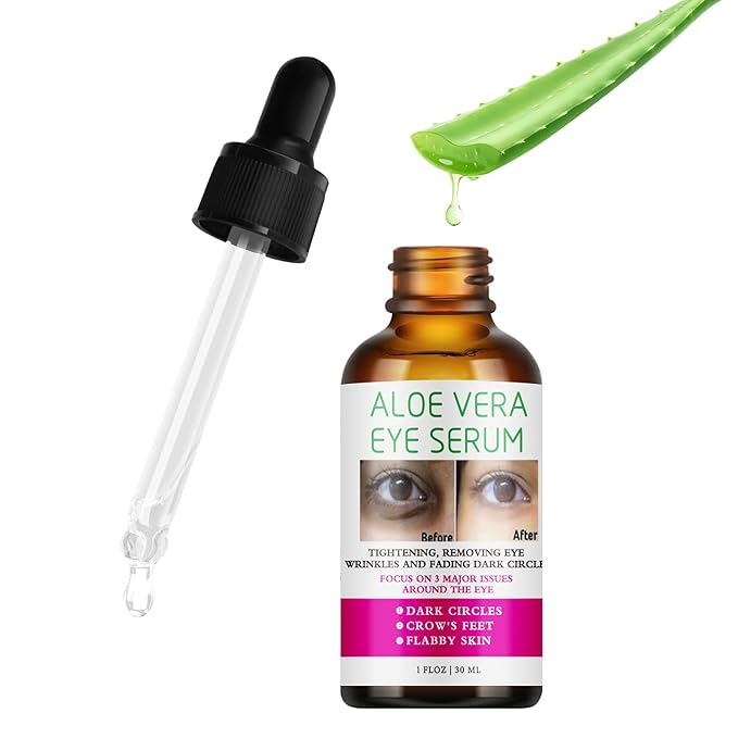 Aloe Vera Eye Serum Dark Circles Under Eye Treatment for Women to Reduce Appearance of Puffy Eyes Eye Bags Fine Lines and Wrinkles for All Skin Types, Beauty Skin Care Gift-BrightBean Baby
