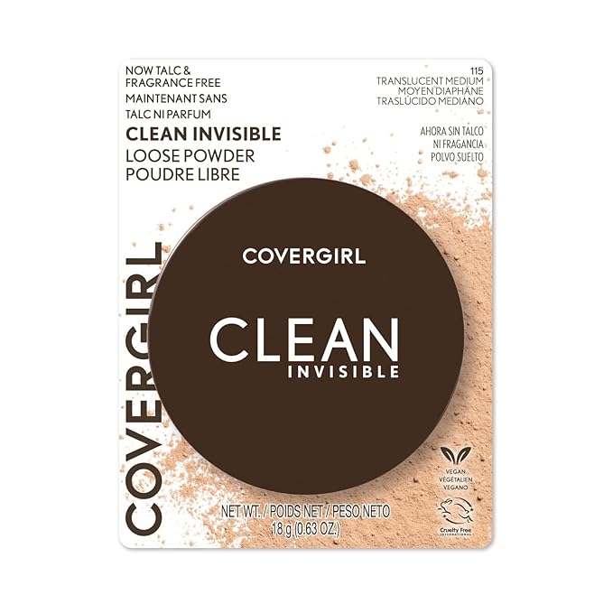 COVERGIRL Clean Invisible Loose Powder - Loose Powder, Setting Powder, Vegan Formula - Translucent Medium, 18g (0.63 oz)-BrightBean Baby