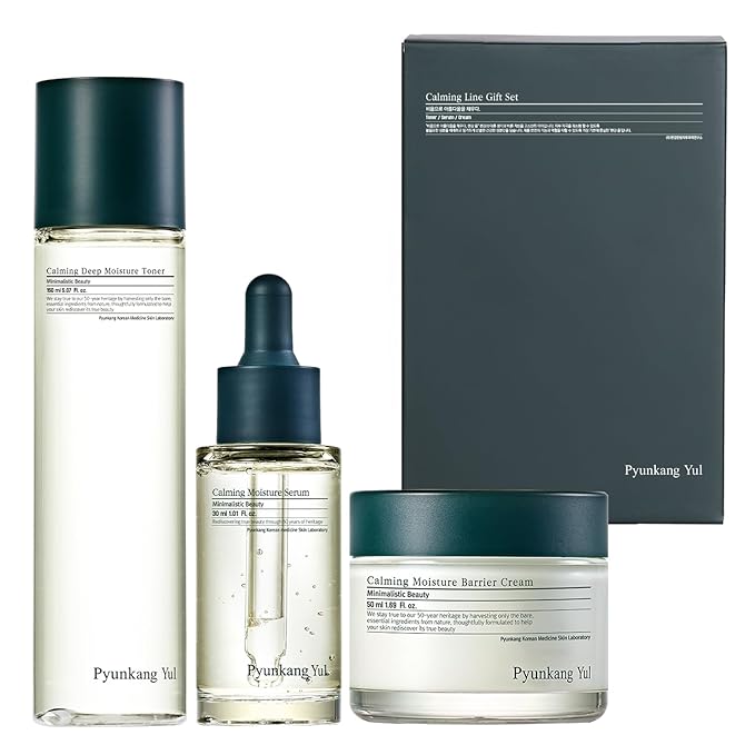 PYUNKANG YUL Calming Line Gift Box Set-Korean Facial Skin Care Essential for Daily Moisturizing with Toner, Serum, Cream, Safe on Acne Prone & Sensitive Skin, Vegan & Cruelty Free-BrightBean Baby