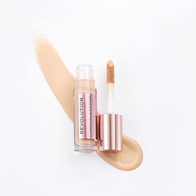 Revolution Beauty, Conceal & Define Concealer, Full Coverage & Lightweight, Long-Lasting Matte Finish, Vegan & Cruelty Free, C6 Fair or Light Skin Tones, 0.14 Oz.-BrightBean Baby