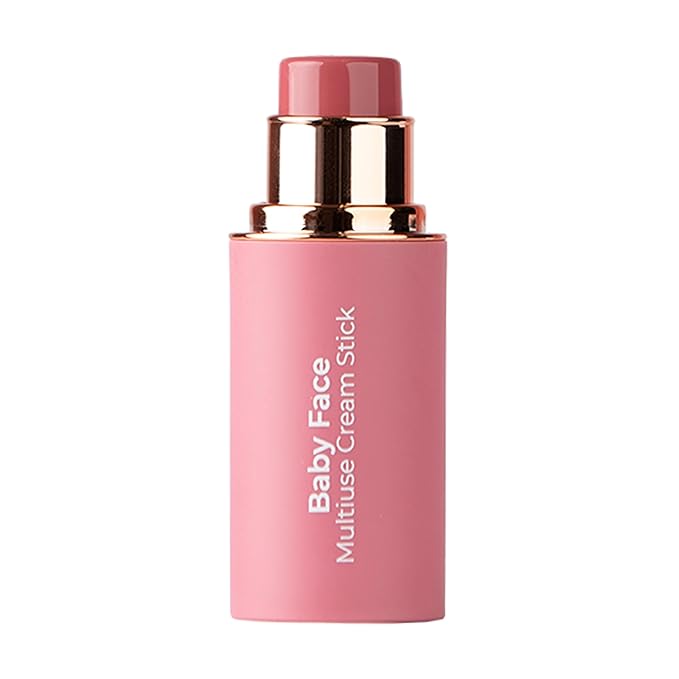 MCoBeauty Baby Face Multi-Use Cream Stick, Lou Lou Deeper Rose Tone Shade, Silky Smooth, Buildable Blush for Eyes, Lips & Cheeks, Vegan, Cruelty Free Cosmetics-BrightBean Baby