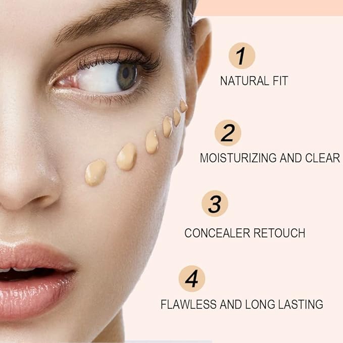 2 Pack Liquid Foundation Cream for Face Makeup,Durable Full Coverage Matte Concealer Make Up,Oil Control & Waterproof Base Primer -1+1 Fl.Oz-BEIGE 4#-BrightBean Baby