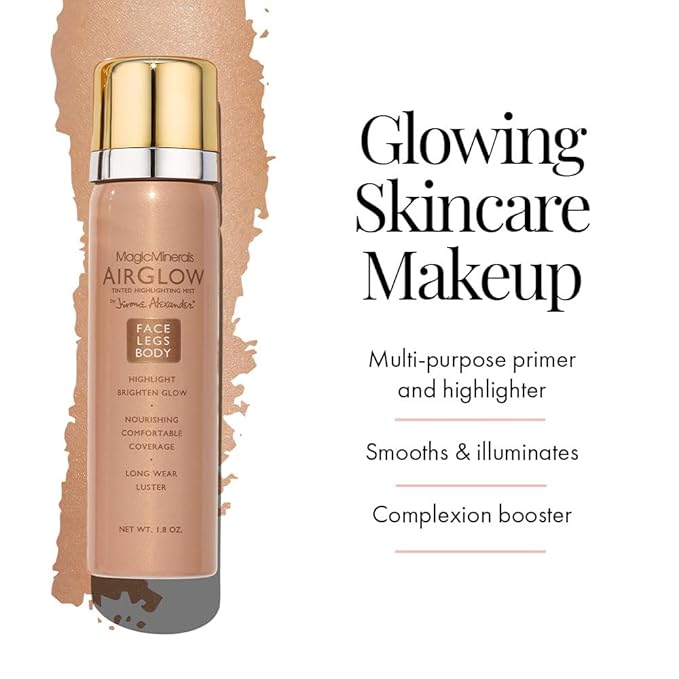 Jerome Alexander MagicMinerals AirGlow Tinted Highlighting Night Mist, Illuminating Airbrush Tinted Moisturizer Spray | 2PC | Champagne Glow-BrightBean Baby