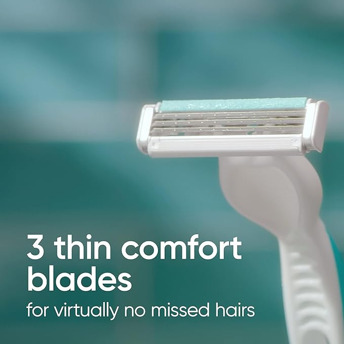 Gillette Venus Simply 3 Sensitive Women's Disposable Razors, Pack of 2 with 4 razors