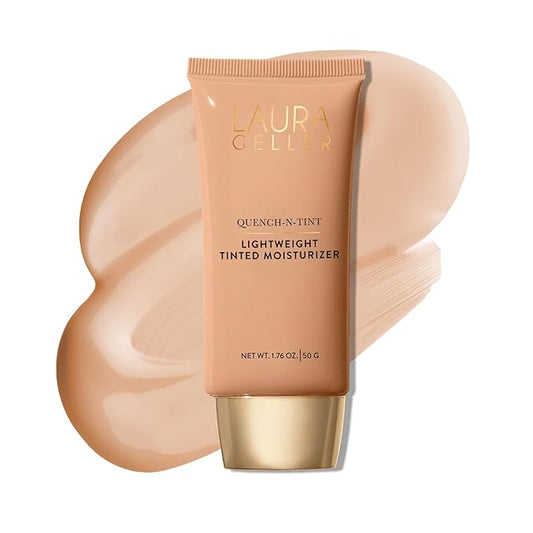 LAURA GELLER NEW YORK Quench-n-Tint Hydrating Foundation - Light/Medium - Sheer to Light Buildable Coverage - Natural Glow Finish - Lightweight Formula with Hyaluronic Acid-BrightBean Baby