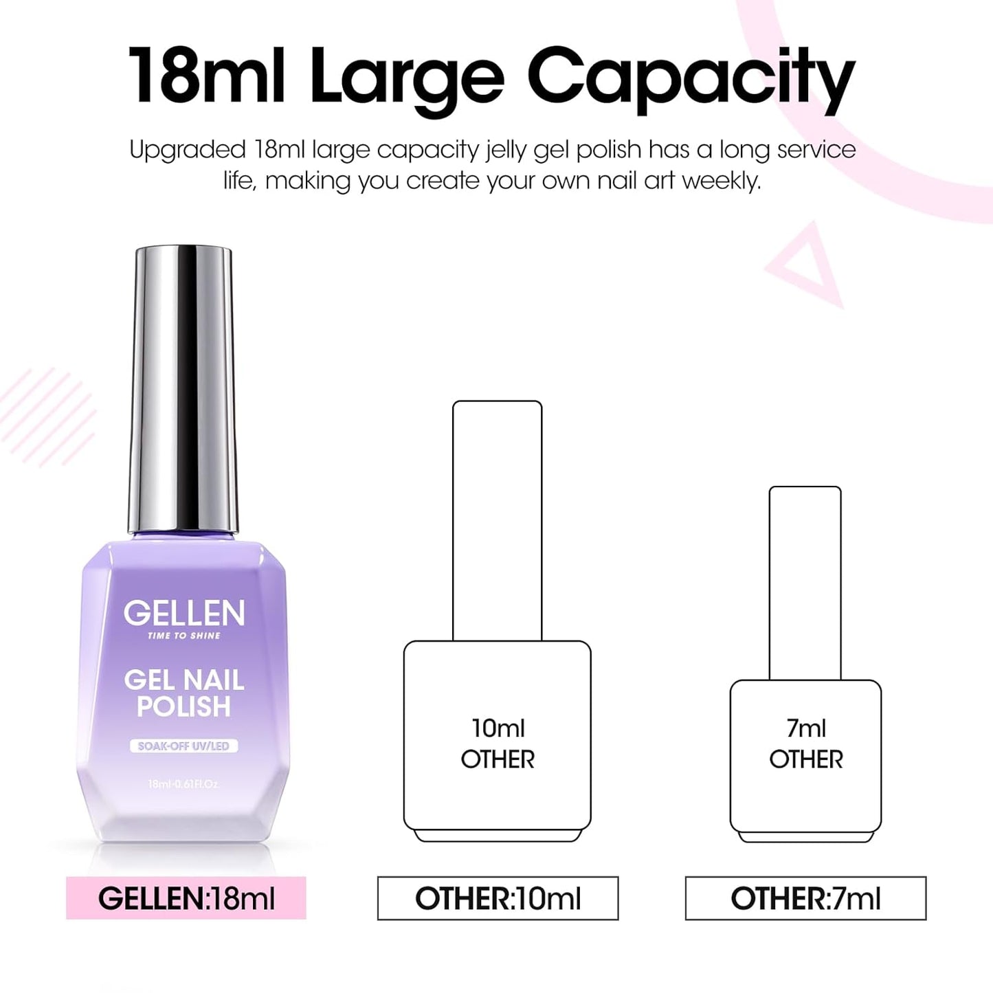 Gellen Pink Gel Nail Polish, 18ML 1Pc Pink Purple Gel Polish Soak off UV LED Nail Lamp Pink Nail Polish for Spring Summer Salon DIY Nail Art Manicure at Home Holiday Gift for Women, 0.61 Fl Oz-BrightBean Baby