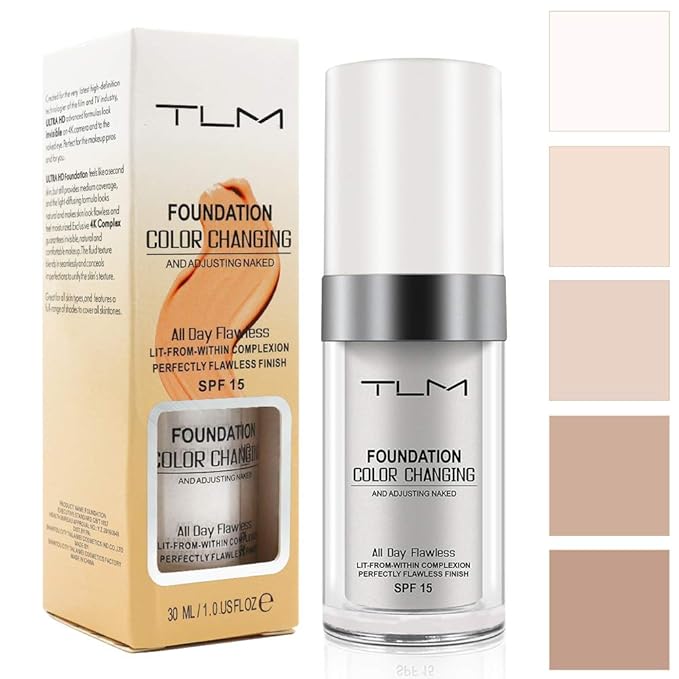 Color Changing Foundation, 2 Pack, Liquid, Moisturizing, Sunscreen, 30ml-BrightBean Baby