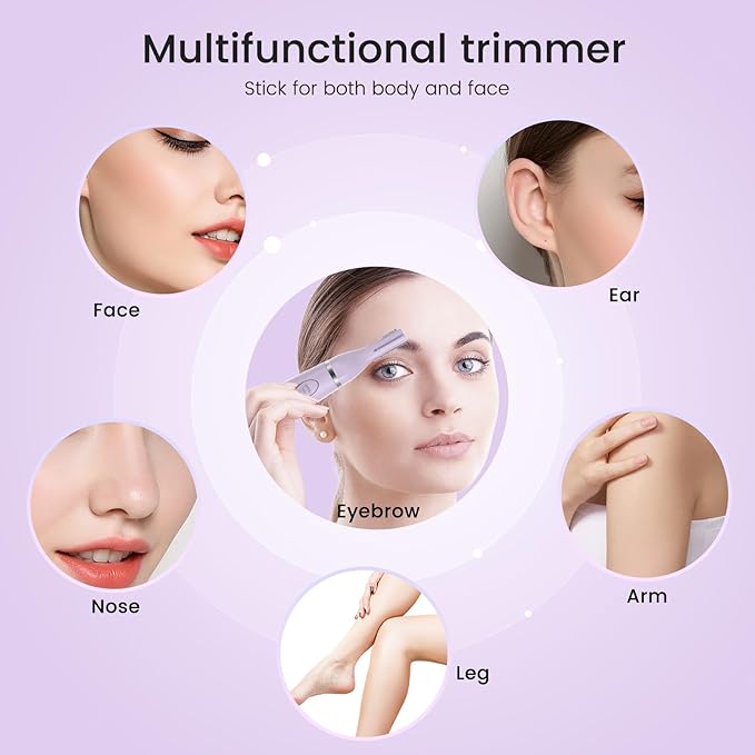 Ear and Nose Hair Trimmer for Women, 2025 Professional Painless 2 in 1 USB Rechargeable Eyebrow & Facial Hair Trimmer, Precision Tool with Powerful Motor and Dual-Edge Blades, IPX7 Waterproof