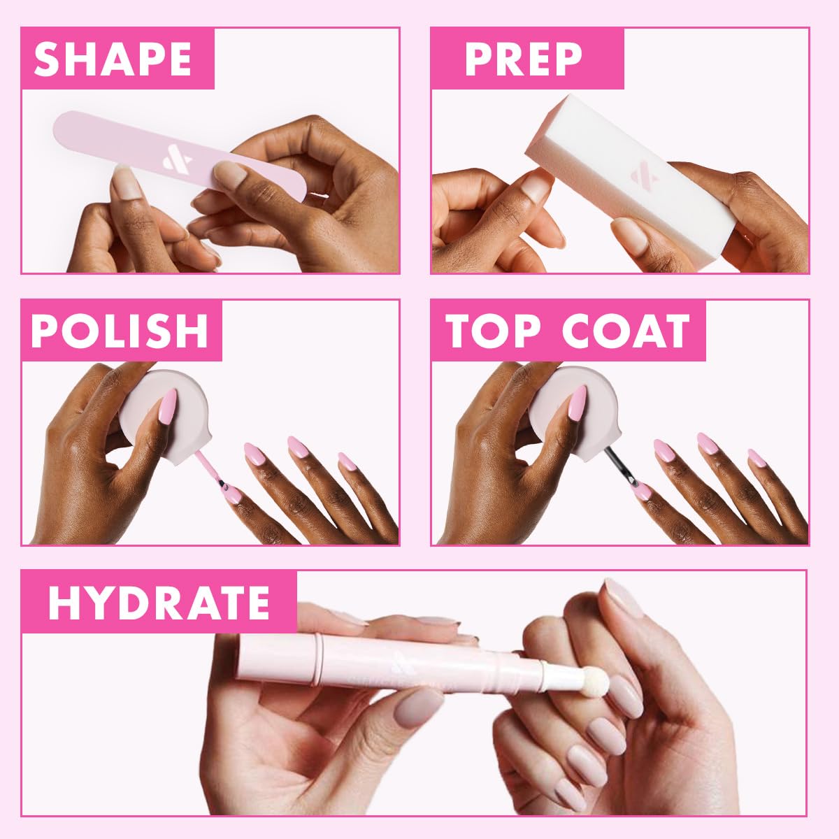 Olive & June Long Lasting Nail Polish Set | Includes 6 Chip-Resistant Shades (Pink Goldfish, HD, Grateful & Kind, CCT, LD, CV) + Top Coat | Vegan, Cruelty-Free | Salon-Quality at Home-BrightBean Baby