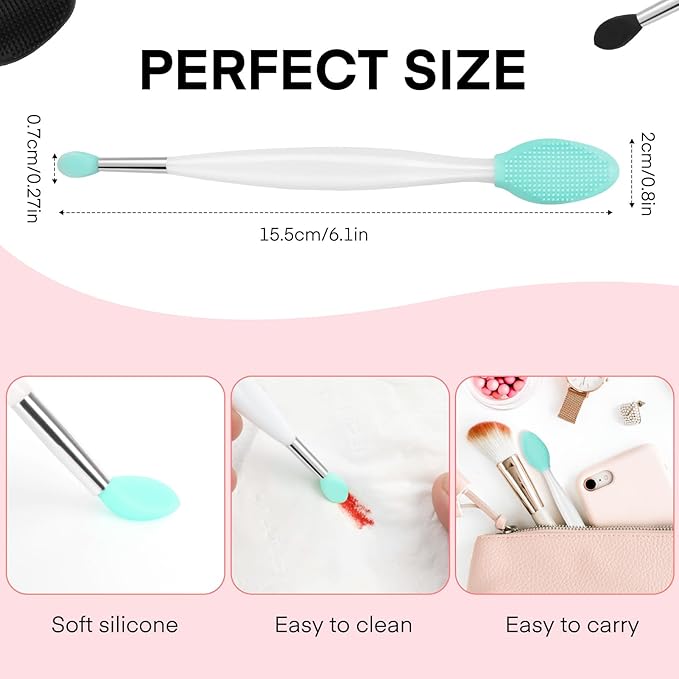 Unaone Lip Scrub Brush - 3 PCS Dual-ended Lip Scrubber Exfoliator and Silicone Lip Brush, 3-in-1 Silicone Lip Scrub Tool Lip Mask Applicator, Gentle Exfoliator & Applicator for Soft-BrightBean Baby