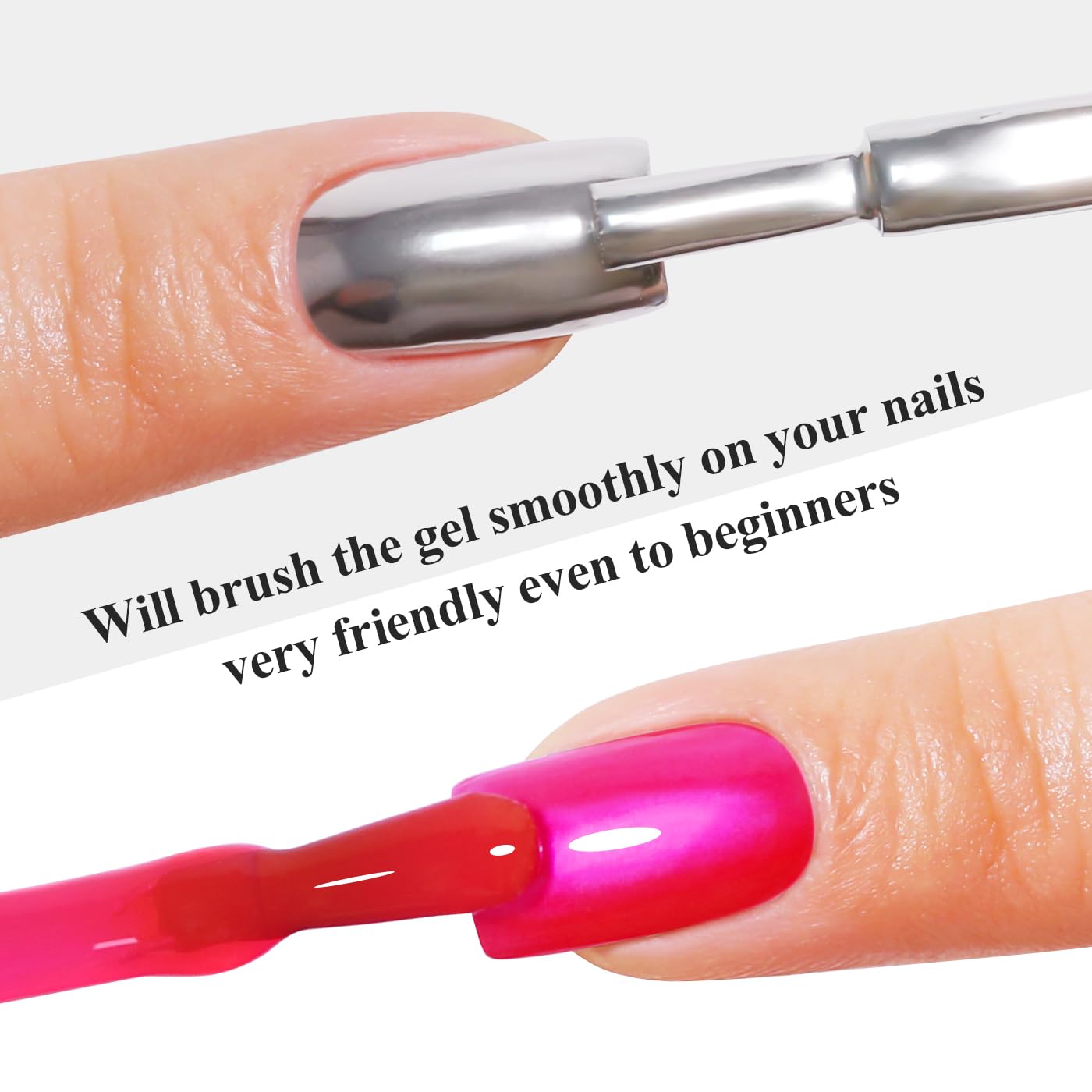 Imtiti Metallic Gel Nail Polish Set, 2 Pcs 10ml Chrome Mirror Shine gel polish & Hot Pink Jelly GEl POlish Soak Off UV LED Spring Summer Nail Art Manicure Salon DIY Design Kit-BrightBean Baby
