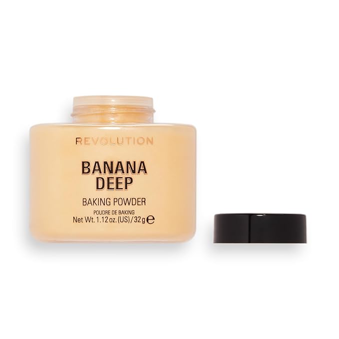 Revolution Beauty, Loose Baking Powder, Makeup Setting Powder, Long Lasting Coverage, Mattifies & Reduces Shine, Banana Deep, 1.13 Oz-BrightBean Baby