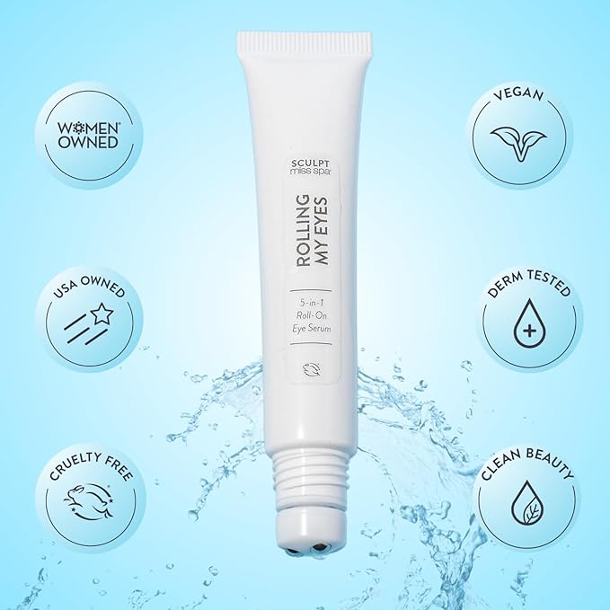 Miss Spa Eye Serum 5-in-1 Roll On Under Eye Cream, Helps De-puff and Brighten Under and Around Eyes, Anti-Aging Under Eye Roller Helps with Fine Lines and Dark Circles, Vitamin B3, Eye Bag Remover-BrightBean Baby