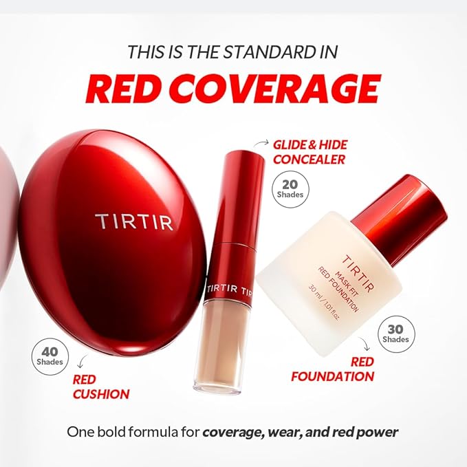 TIRTIR Mask Fit Red FoundationㅣLong Lasting Flawless Coverage, Energy Essence, Lightweight, Hydrating, Pore-Blurring, Breathable Satin Finish, Makeup, Radiant Skin, #24N Latte, 1.01 Fl Oz-BrightBean Baby