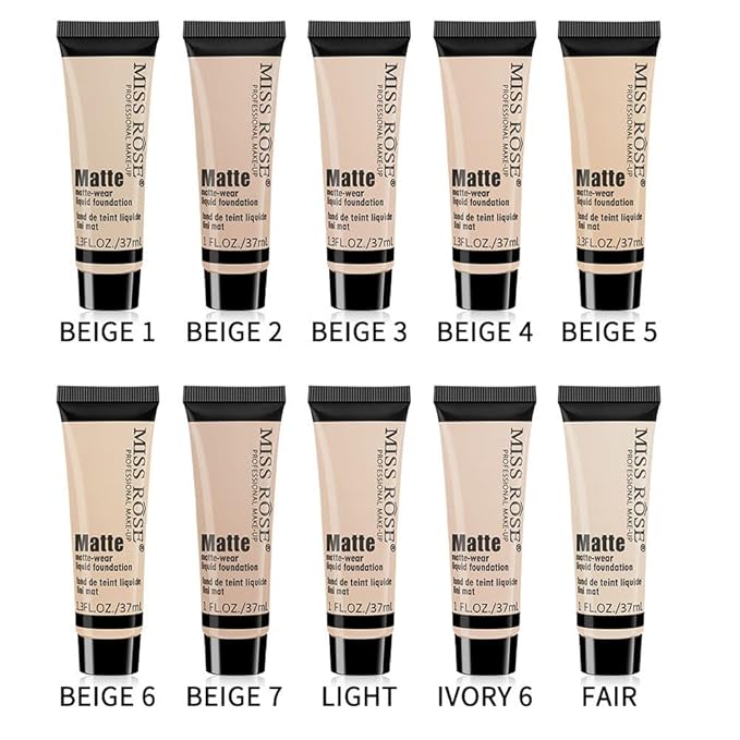 2 Pack Liquid Foundation Cream for Face Makeup,Durable Full Coverage Matte Concealer Make Up,Oil Control & Waterproof Base Primer -1+1 Fl.Oz (BEIGE 7#)-BrightBean Baby