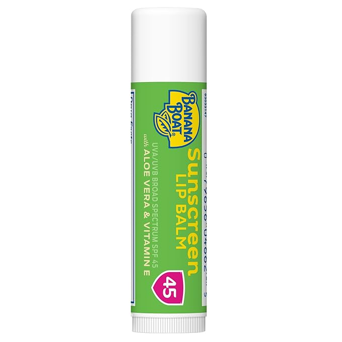 Banana Boat Sunscreen Lip Balm SPF 45 with Aloe Vera & Vitamin E, 0.15oz | Lip SPF, Aloe Vera Lip Balm with SPF, Vitamin E Lip Balm, Moisturizing Lip Balm, Lip Sunblock, Travel Sunscreen, 0.15oz-BrightBean Baby