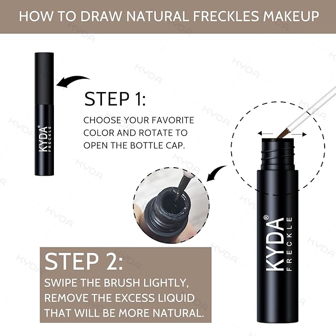 KYDA 2 Colors Liquid Freckle, Natural Freckle Makeup Pen, Longlasting Face Freckle Liquid Makeup, Soft Dot Sopt Pen Magic Freckle Color-Light Brown&Dark Brown-BrightBean Baby