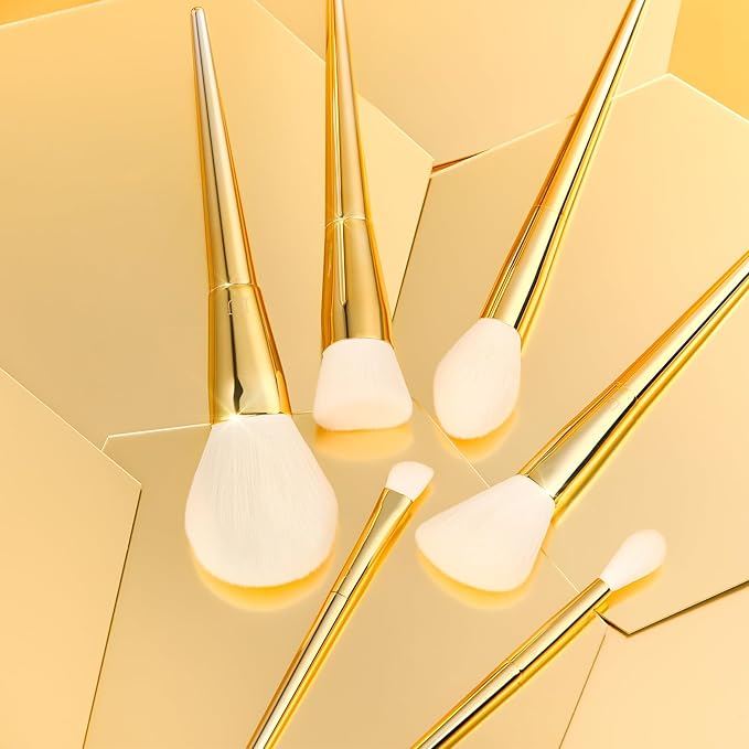 DUcare Makeup Brushes 15Pcs Makeup Brush Set with Holder Premium Synthetic Powder Foundation Contour Blush Concealer Eye Shadow Blending Liner Make Up Brush Kit gold-silver-BrightBean Baby