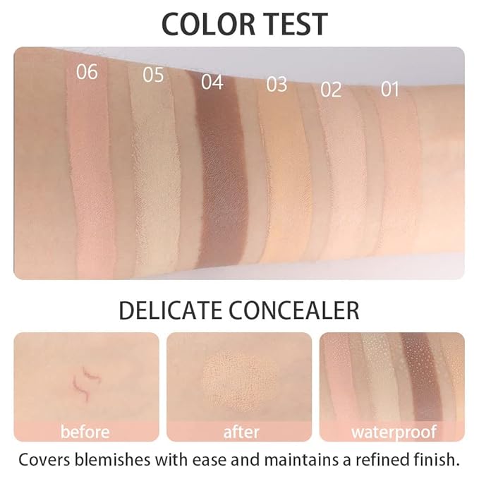 evpct 6 Colors Conceal Correct Cream Contour Makeup Palette for Mature Skin,Light to Neutral,Conceal trouble spots dullness dark circles Correct discolorations Camouflage imperfections Covers redness-BrightBean Baby