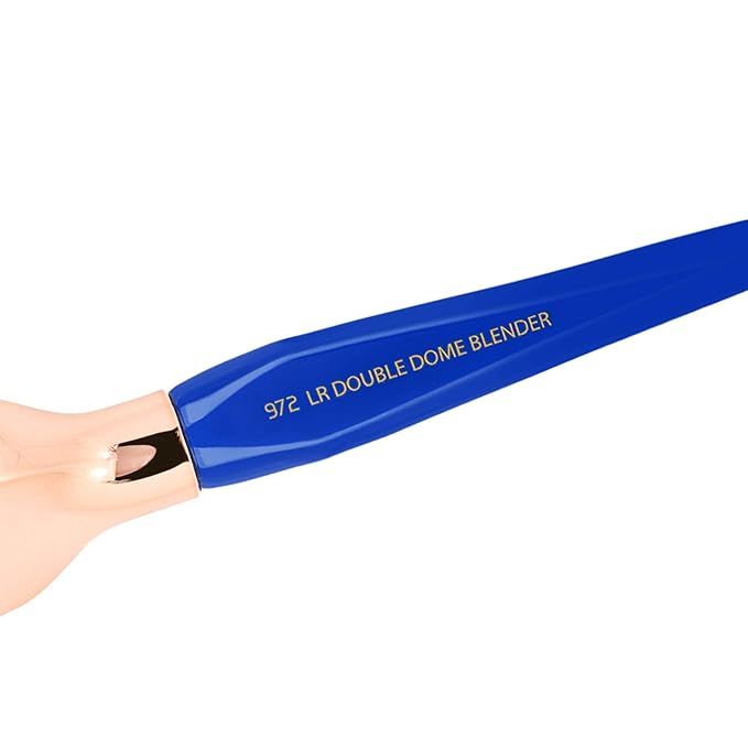 Bdellium Tools Professional Makeup Brush - Golden Triangle 971 Large Slanted Double Dome Blender - With All Vegan and Soft Synthetic Fibers, For Foundation Application & Blending (Blue, 1pc)-BrightBean Baby