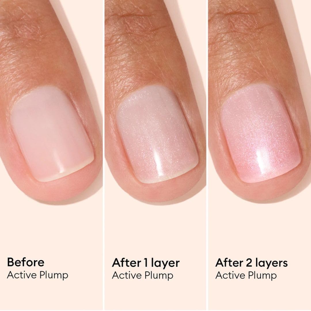 Manucurist Active Plump Nail Polish & Care - Collagen & Peach Extract - No Lamp - Nail Hydrator with Ultra-Glossy Baby Rose Shimmer for Instant Plumping Effect - Nail Volumizer - Vegan & Plant-Based-BrightBean Baby
