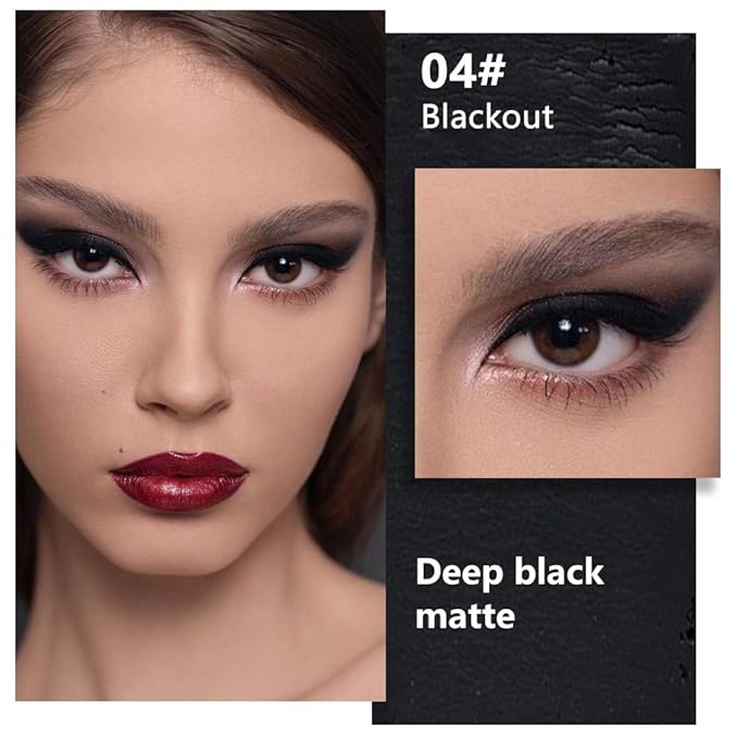 Kaely Pressed Single Eyeshadow Makeup, Deep Black Matte Highly Pigmented Monochrome Eye Shadow Palette, Waterproof Neutral Powde Mini Eyeshadow, sombras para ojos, Lightweight Blendable, 04