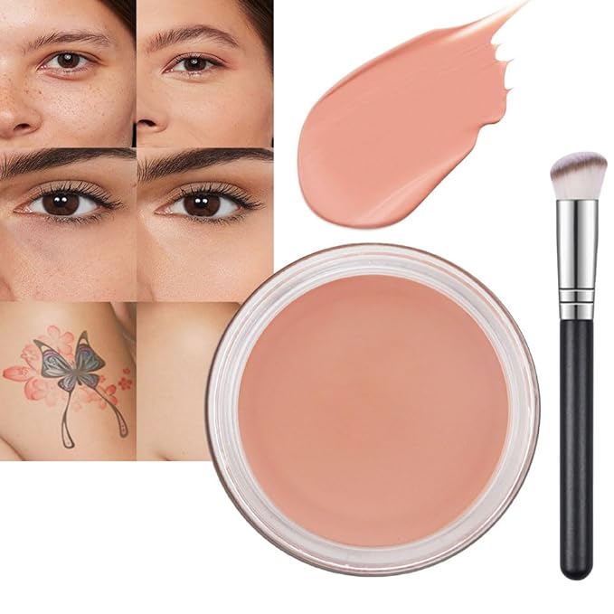 Pot Concealer with Makeup Brush Set,Tattoo Color Correcting Concealer,Full Face Color Correcting Conceal Foundation,Under Eye Concealer Brightener Dark Eye Ring corrector de ojeras (05-MEDIUM HONEY)-BrightBean Baby
