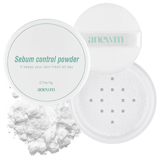 SAAT INSIGHT Anewm Sebum Control Drying Powder 5g - Oil Control Powder for Long-Lasting Clean Skin, Sebum Control Blotting Powder to Provide Transparent Makeup Finish, and Blur Fine Lines & Pores-BrightBean Baby