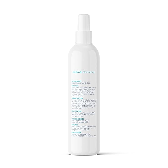 BRIOTECH Topical Skin Spray, Hypochlorous Acid Spray for Sensitive Skin, HOCl Facial Mist, Full Body Support Against Irritation, Calm Redness, Soothe Foot & Scalp, 8 oz (1 Pack)
