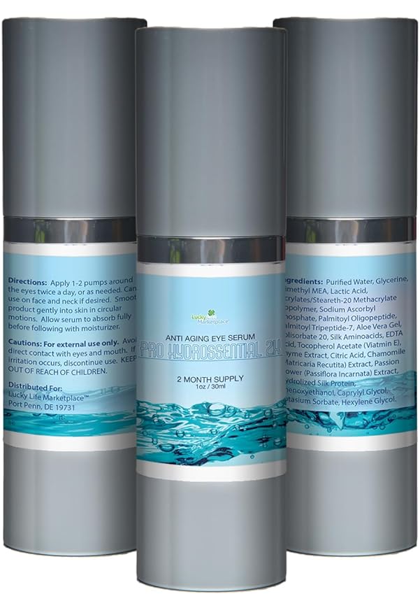 Pro Hydrossential 2x Serum - Anti Aging Eye Serum - Help Improve Dark Circles, Puffy Eyes, Wrinkles, & Eye Bags - Exfoliating Vitamin C Serum with Lactic Acid - Aid Collagen Production & Soothe Skin-BrightBean Baby