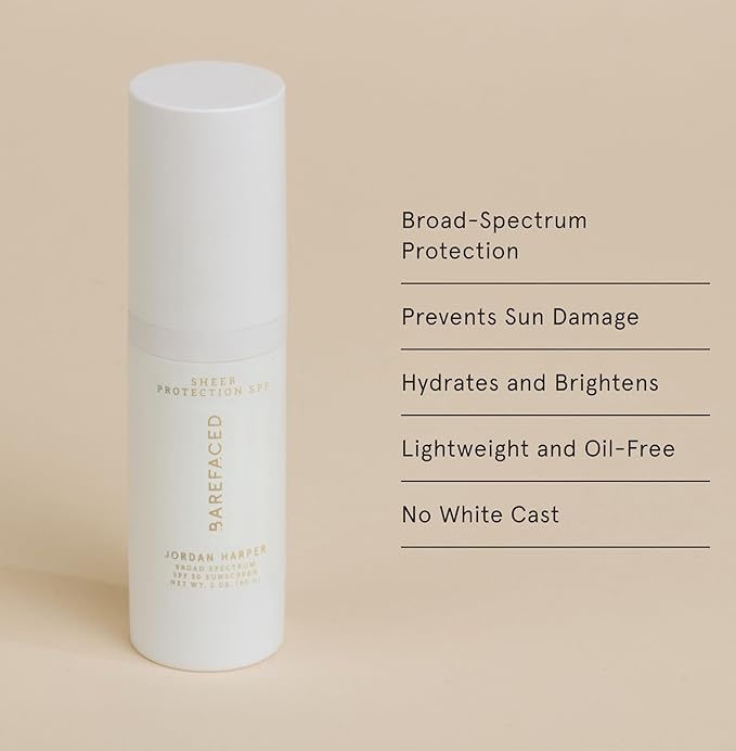 Barefaced Sheer Protection SPF 50+ – Broad-Spectrum Face Sunscreen for women with Zinc Oxide, Niacinamide & Hyaluronic Acid – Oil-Free UV Protection, Hydration & Anti-Aging with Universal Tint (60ml)-BrightBean Baby