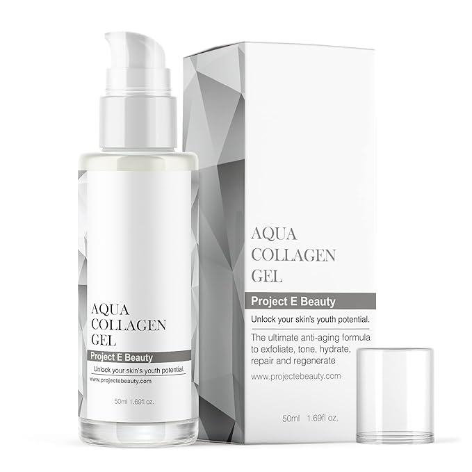 Project E Beauty Aqua Collagen Gel 24-Hour Hydration | Anti-Aging Brightening Treatment | Hydrating & Moisturizing Facial Skincare | Anti-Wrinkle Body Lotion | For Dry or Rough Skin | 50ml-BrightBean Baby