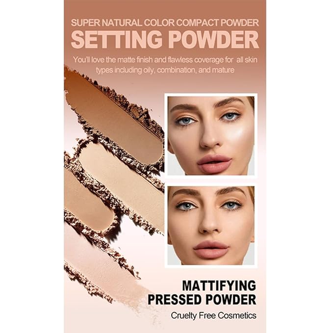 Pressed Face Powder Makeup Mineral Foundation Finishing Powder Pressed Finishing and Setting Powder Loose Setting Powder Makeup #08-BrightBean Baby