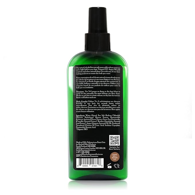 Brickell Men's Texturizing Sea Salt Spray for Men, Natural & Organic, Alcohol-Free, Lifts and Texturizes Hair for a Beach or Surfer Hair Style, 6 Ounce