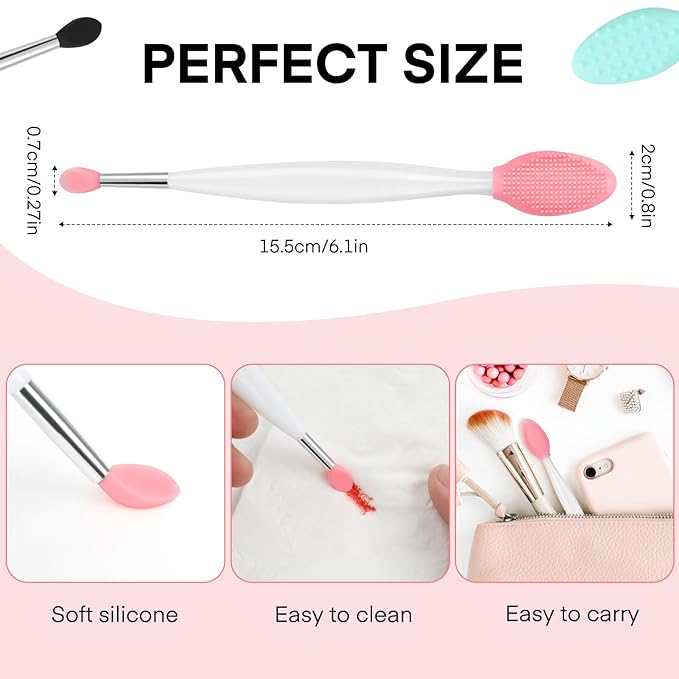 Unaone Lip Scrub Brush - 3 PCS Dual-ended Lip Scrubber Exfoliator and Silicone Lip Brush, 2-in-1 Silicone Lip Scrub Tool Lip Mask Applicator, Gentle Exfoliator & Applicator for Soft-BrightBean Baby