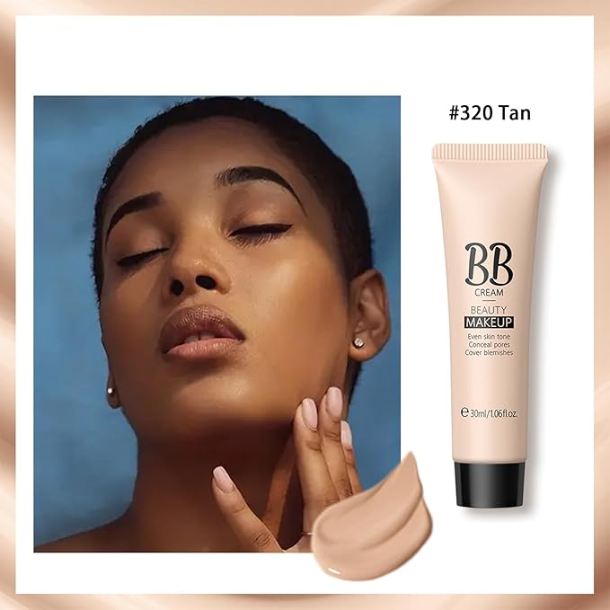 KWOLYKIM 2PCS Hydrating Makeup BB Cream, Tinted Moisturizer Face Makeup BB Cream Foundation Waterproof Concealer Clean Brighten Color Correcting Cream Nude Makeup Long Lasting for All Skin(Tan)-BrightBean Baby
