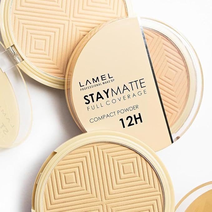 Lamel Stay Matte Compact Powder - Light Natural Coverage - Universal Neutral Undertone - Cruelty Free - Natural - N.403-BrightBean Baby