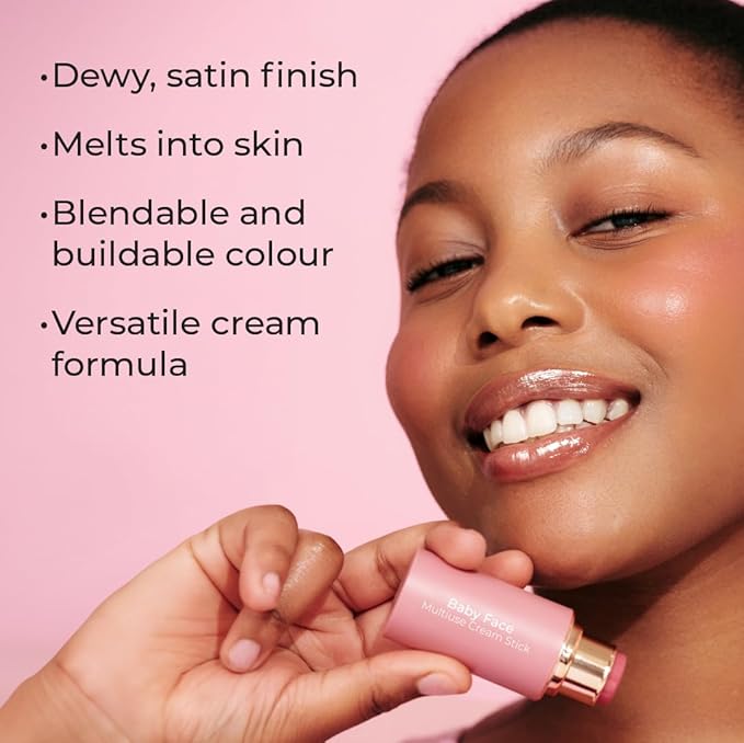MCoBeauty Baby Face Multi-Use Cream Stick, Lou Lou Deeper Rose Tone Shade, Silky Smooth, Buildable Blush for Eyes, Lips & Cheeks, Vegan, Cruelty Free Cosmetics-BrightBean Baby