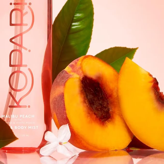 Kopari Hair & Body Mist Malibu Peach, Long-Lasting Playful Vibrant Tropical Scent, Warm Floral Fragrance, Blend of Peach with a Kiss of Jasmine, 4 oz-BrightBean Baby
