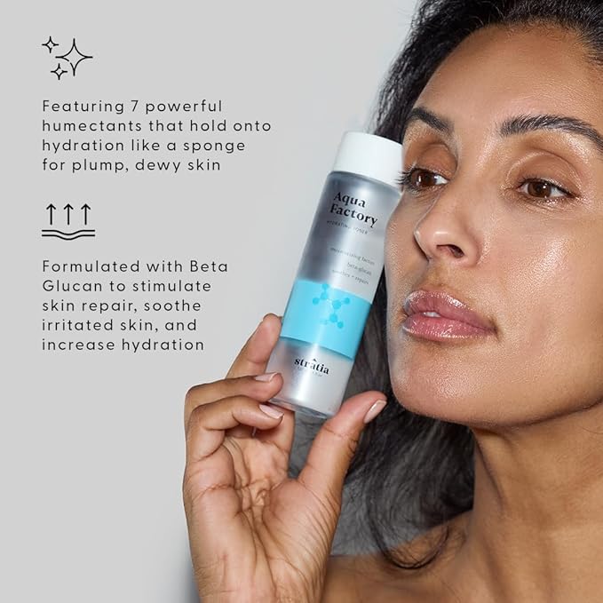 Stratia Aqua Factory Hydrating Toner with Beta Glucan, 7 Moisturizing Factors & Peptides for Barrier Repair, Nourishing Dry & Sensitive Skin, 4oz-BrightBean Baby