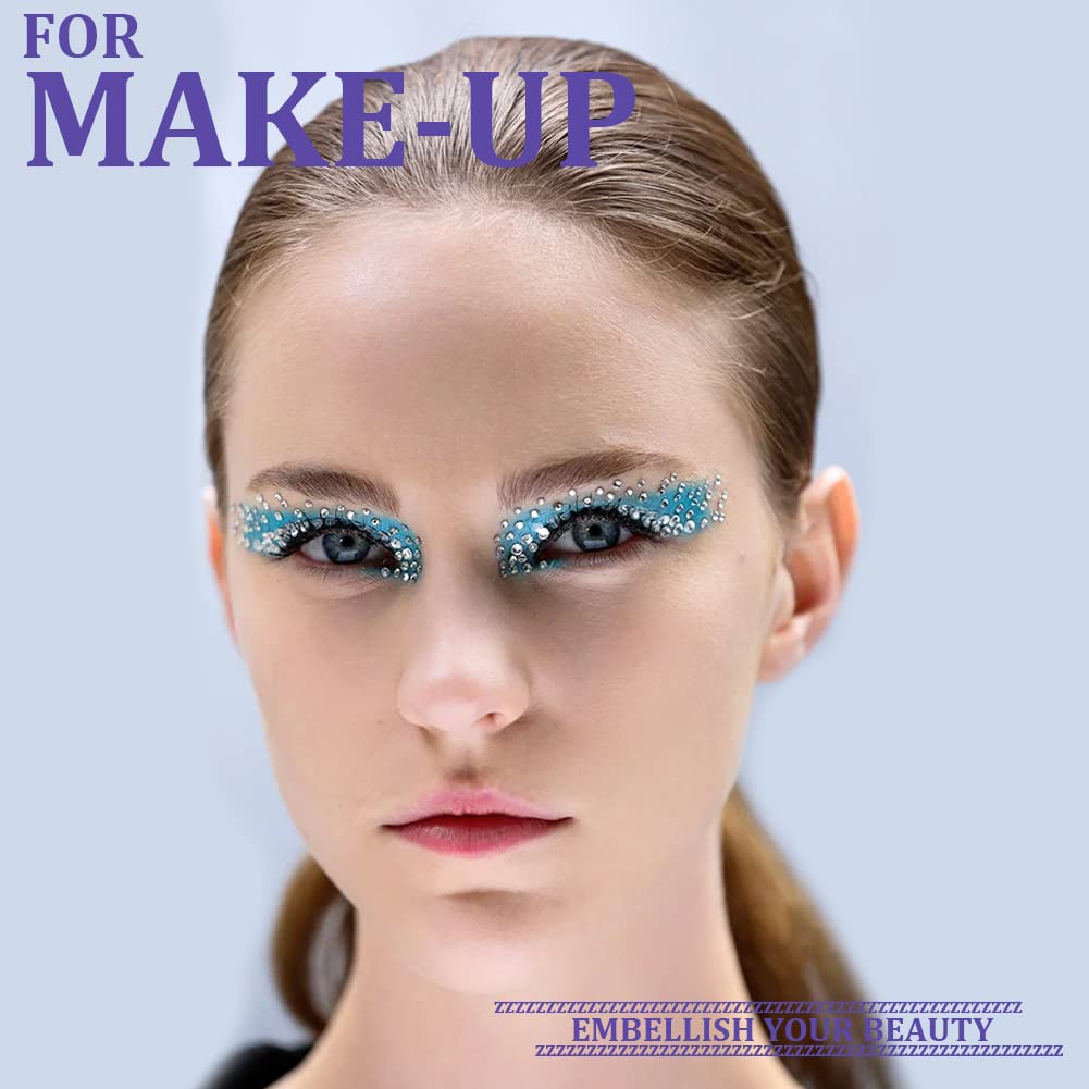 One Pack 2000 Pcs of Flatback Transparent White Clear Round Crystal Rhinestones 6 Sizes (1.5-6 mm) with Nail Art Rhinestone Picker Pencil and Tweezer for DIY and Salon Use-BrightBean Baby