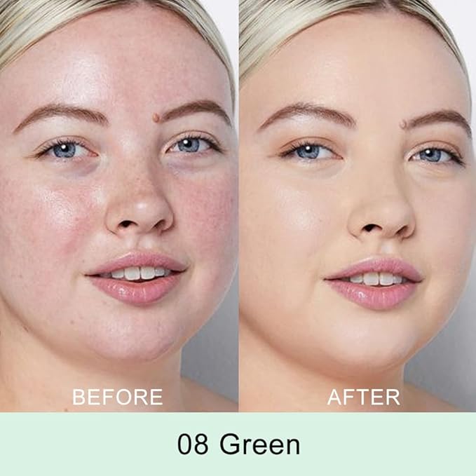 Kaely Color Correcting Concealer,Cream Pot Concealer Full Coverage,under Eye Concealer Palette for Conceals Dark Circles,Waterproof Foundation Face Makeup,08 Green-BrightBean Baby