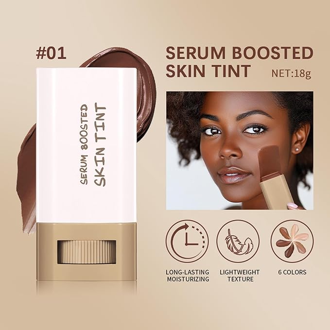 Beauty Balm Serum Boosted Skin Tint – Hydrating Tinted Moisturizer, Lightweight Solid Tinted Foundation Stick for Flawless, Sheer to Medium Coverage, Radiant & Dewy Finish, All-Day Wear (4#, 1)-BrightBean Baby