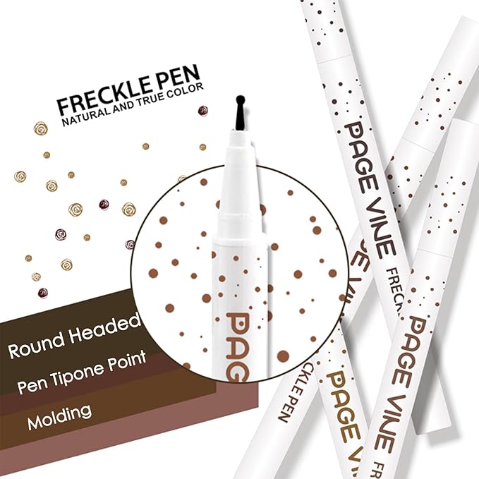 2 Pack Freckle Pen,Liquid Face Fake Freckles Makeup Pen to Create Natural Freckle Makeup and Freck beauty,Fake Freckles Waterproof for Lifelike Sunkissed Makeup,Mole Pen (02Medium+03Dark)-BrightBean Baby