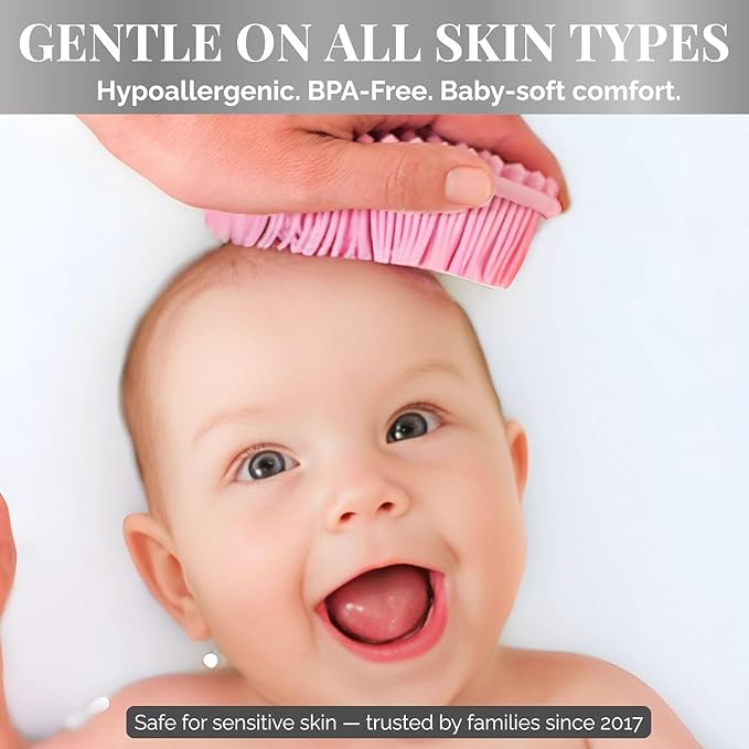 Avilana Silicone Body Scrubber – Gentle Shower Brush & Loofah Alternative- Food Grade & Lab Tested – Fast-Drying, Hygienic, BPA-Free Silicone Body Gentle Exfoliator (Lavender, Massage)-BrightBean Baby