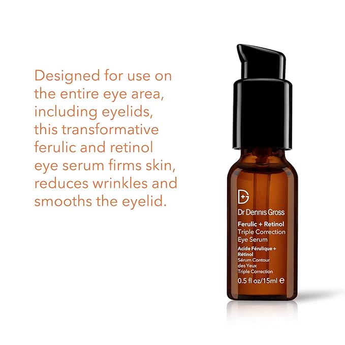 Dr. Dennis Gross Ferulic + Retinol Triple Correction Eye Serum: for Wrinkles, Loss of Elasticity, and Rough Texture, 0.5 fl oz-BrightBean Baby